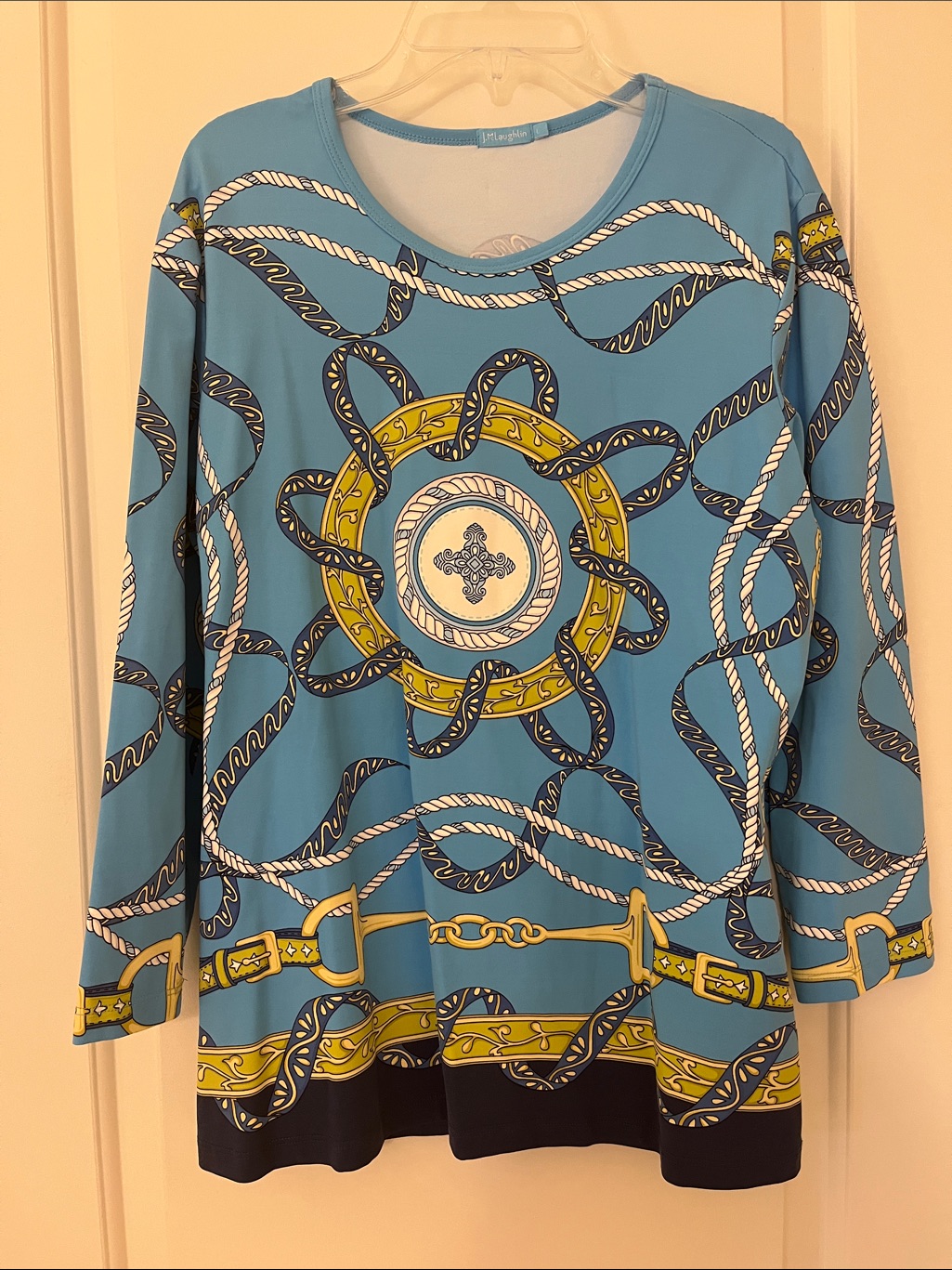 J Mclaughlin Blue And Yellow Nautical Print Tunic
